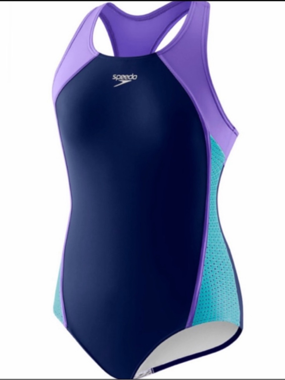 NWT Speedo Girl’s Splice Purple and Blue Swimsuit